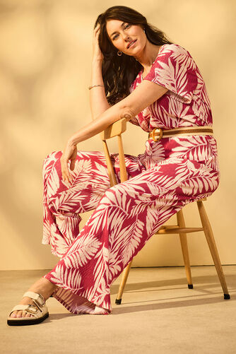 Palm Print Plisse Top